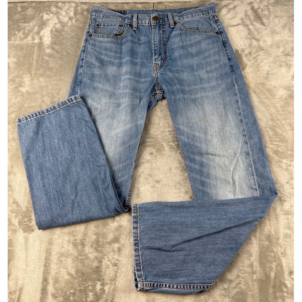 Levi Jeans Mens 32x30 505 Regular Fit Blue Light Wash Straight Leg EUC